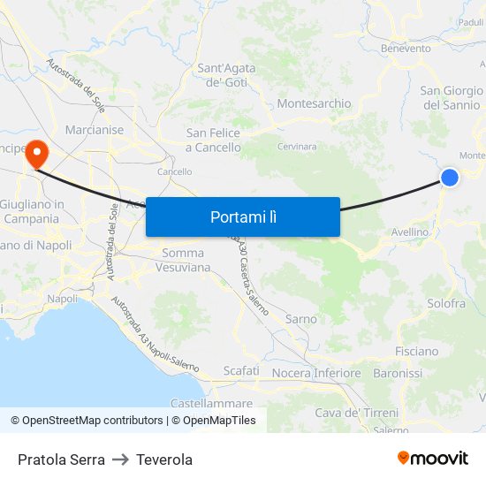 Pratola Serra to Teverola map