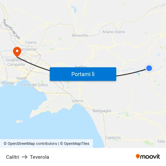 Calitri to Teverola map