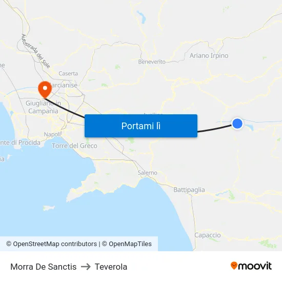 Morra De Sanctis to Teverola map