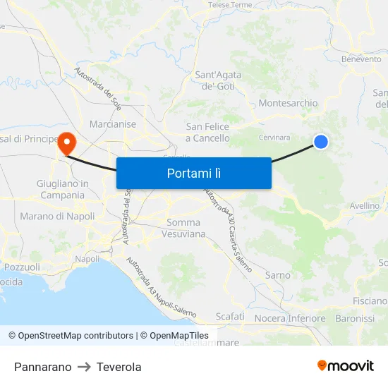 Pannarano to Teverola map