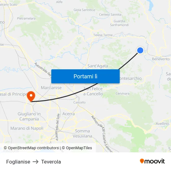 Foglianise to Teverola map