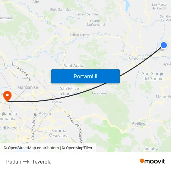 Paduli to Teverola map