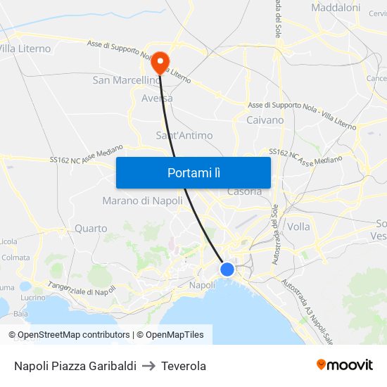 Napoli Piazza Garibaldi to Teverola map