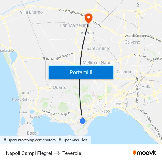 Napoli Campi Flegrei to Teverola map