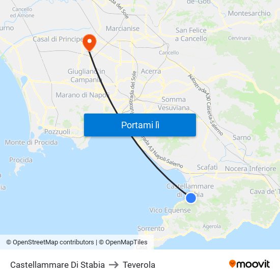 Castellammare Di Stabia to Teverola map