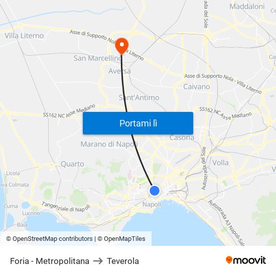 Foria - Metropolitana to Teverola map