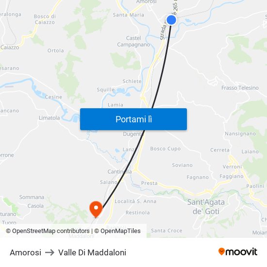 Amorosi to Valle Di Maddaloni map