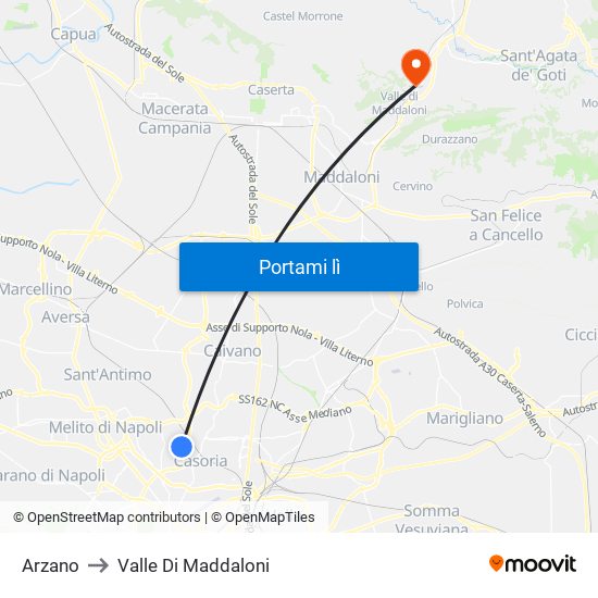 Arzano to Valle Di Maddaloni map