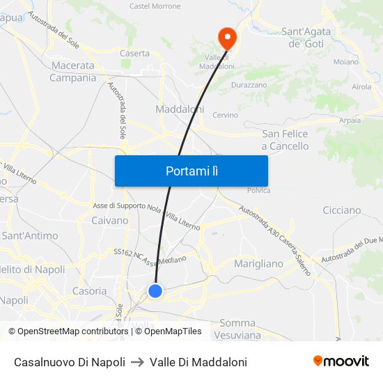Casalnuovo Di Napoli to Valle Di Maddaloni map