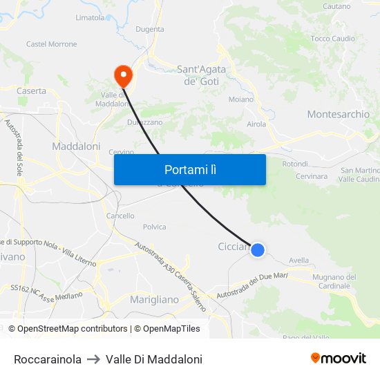 Roccarainola to Valle Di Maddaloni map