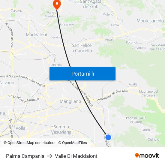 Palma Campania to Valle Di Maddaloni map
