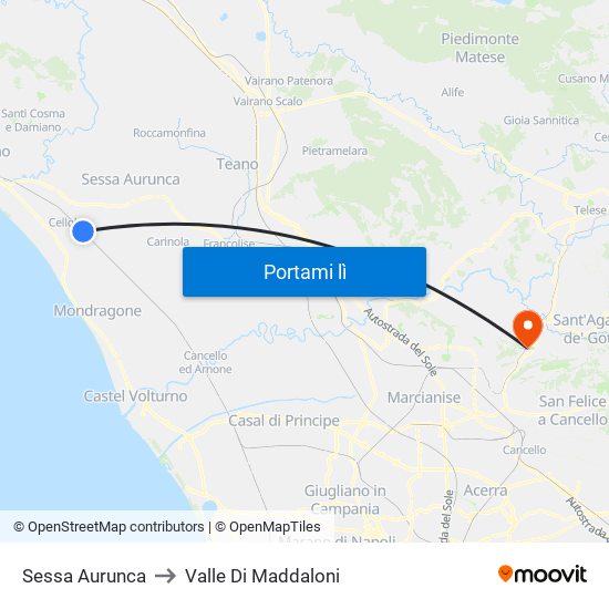 Sessa Aurunca to Valle Di Maddaloni map