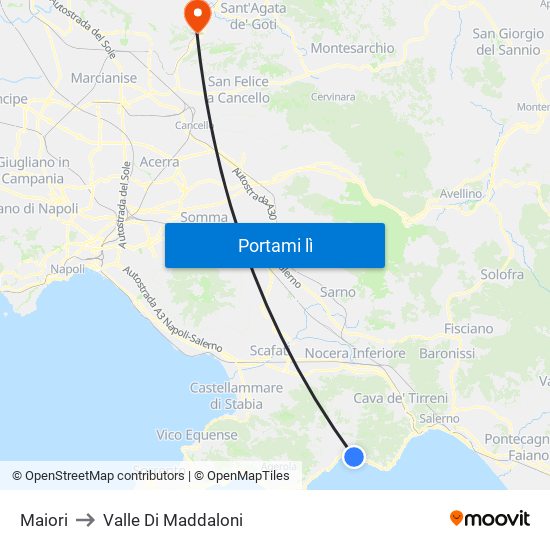 Maiori to Valle Di Maddaloni map