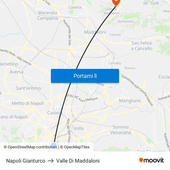 Napoli Gianturco to Valle Di Maddaloni map