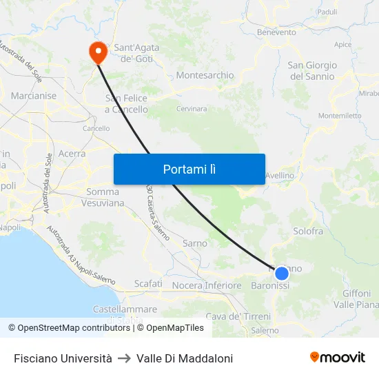 Fisciano Università to Valle Di Maddaloni map