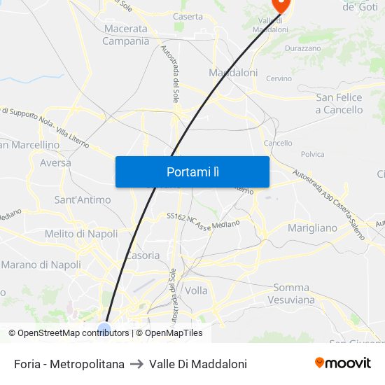 Foria - Metropolitana to Valle Di Maddaloni map