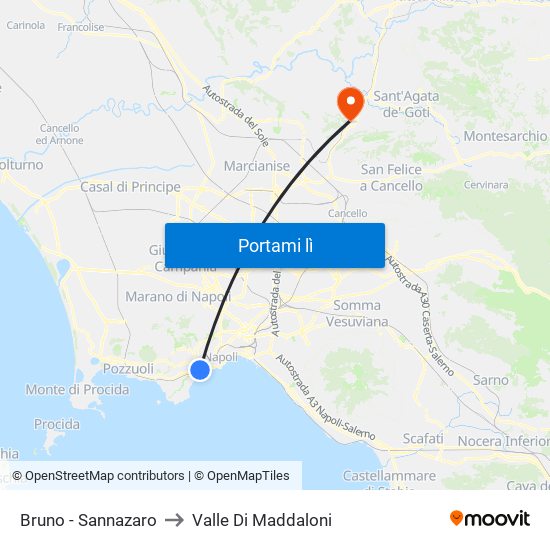 Bruno - Sannazaro to Valle Di Maddaloni map