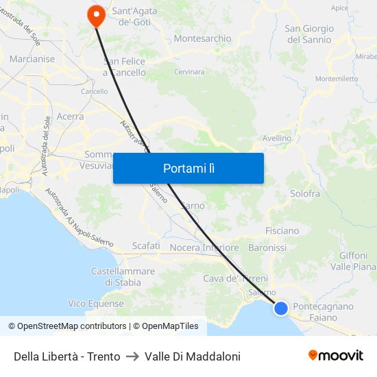 Della Libertà - Trento to Valle Di Maddaloni map