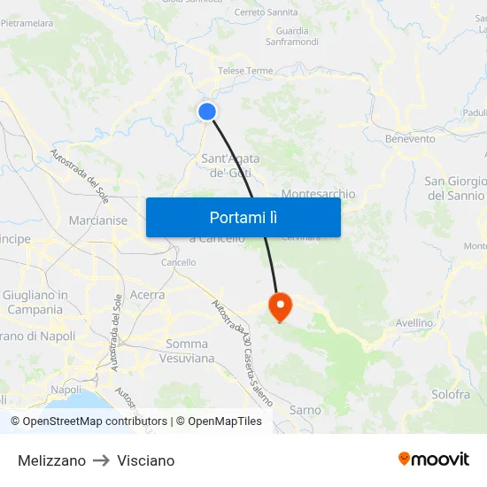 Melizzano to Visciano map