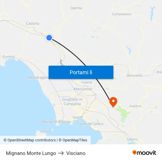 Mignano Monte Lungo to Visciano map