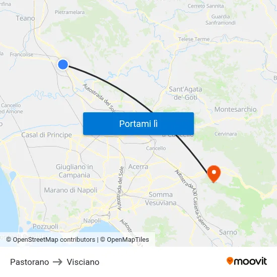Pastorano to Visciano map