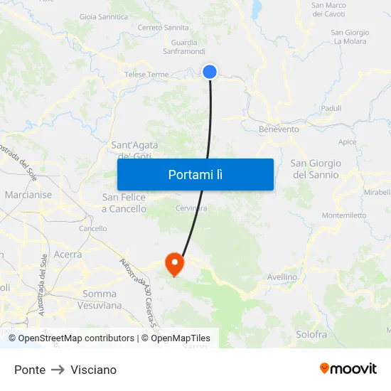 Ponte to Visciano map