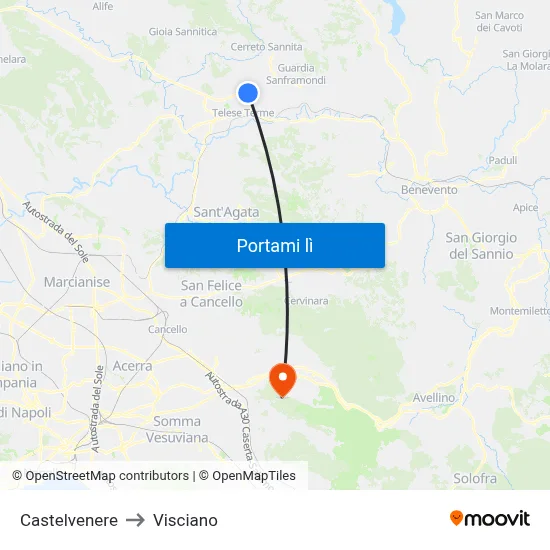 Castelvenere to Visciano map
