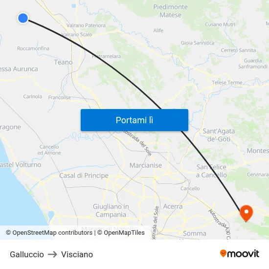 Galluccio to Visciano map
