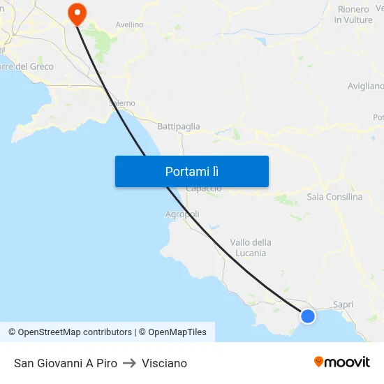 San Giovanni A Piro to Visciano map