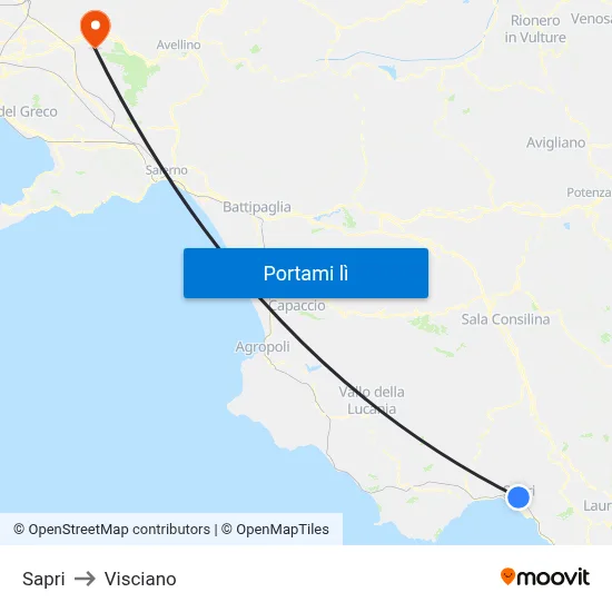 Sapri to Visciano map