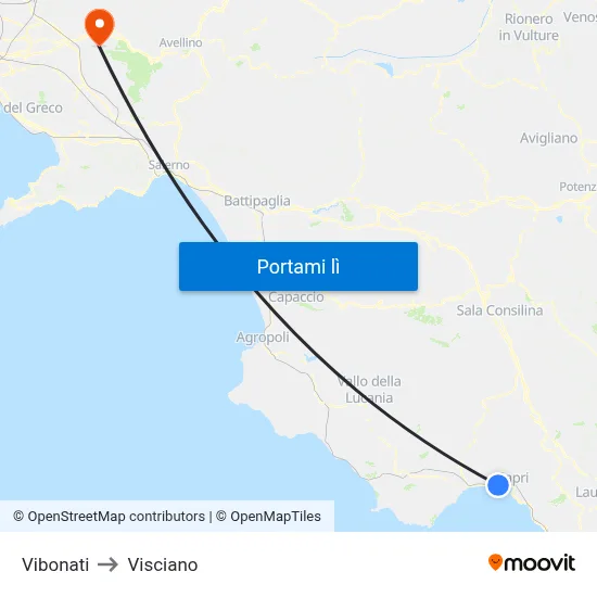 Vibonati to Visciano map