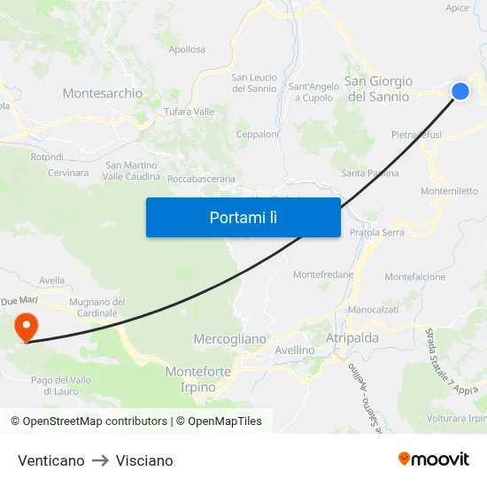 Venticano to Visciano map