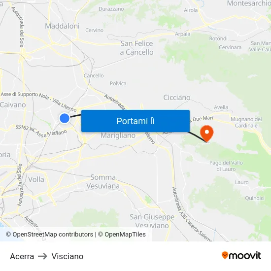 Acerra to Visciano map