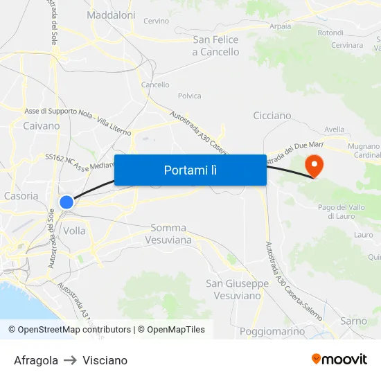 Afragola to Visciano map
