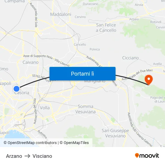 Arzano to Visciano map