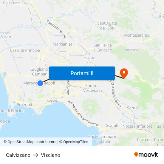 Calvizzano to Visciano map