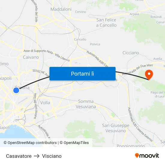 Casavatore to Visciano map