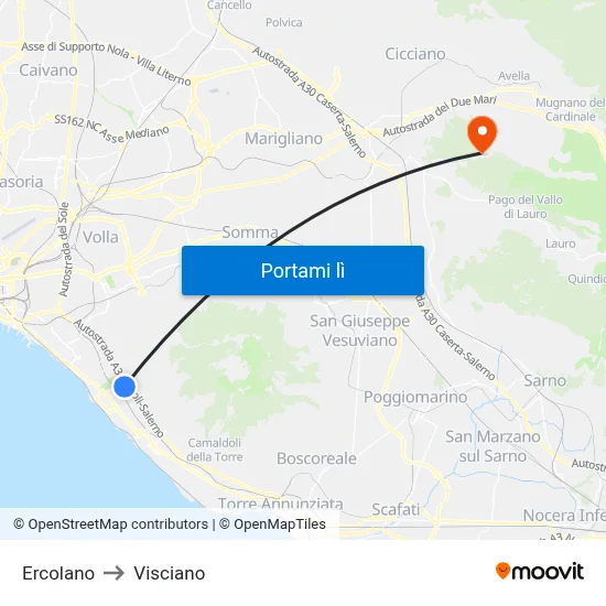 Ercolano to Visciano map