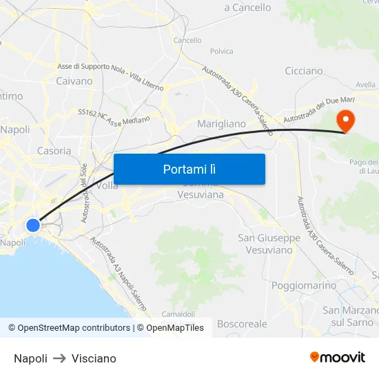 Napoli to Visciano map