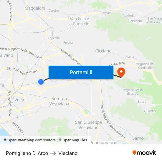 Pomigliano D' Arco to Visciano map