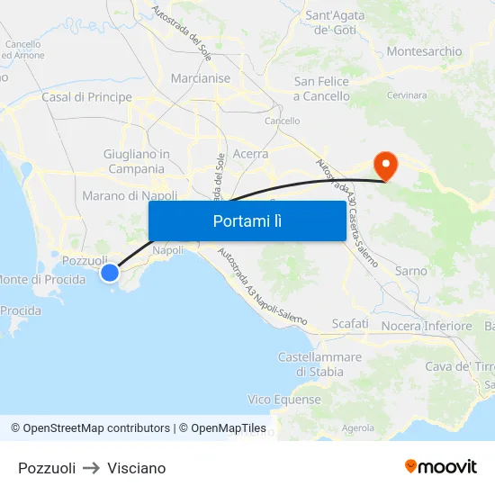 Pozzuoli to Visciano map