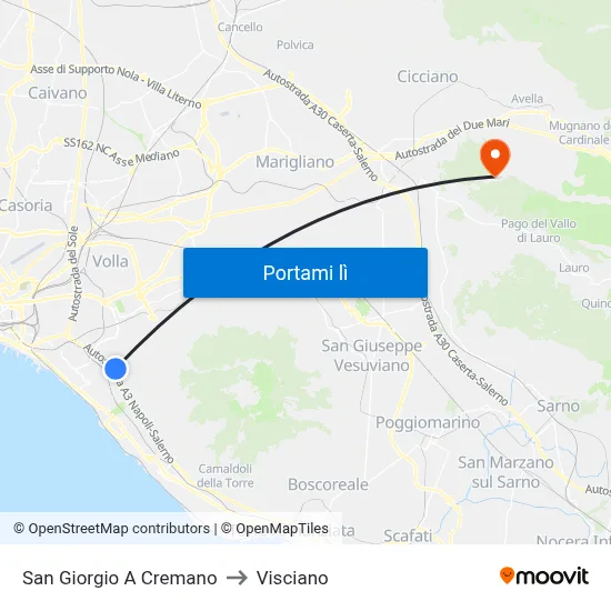 San Giorgio A Cremano to Visciano map