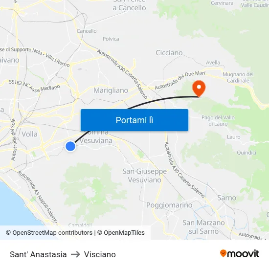 Sant' Anastasia to Visciano map