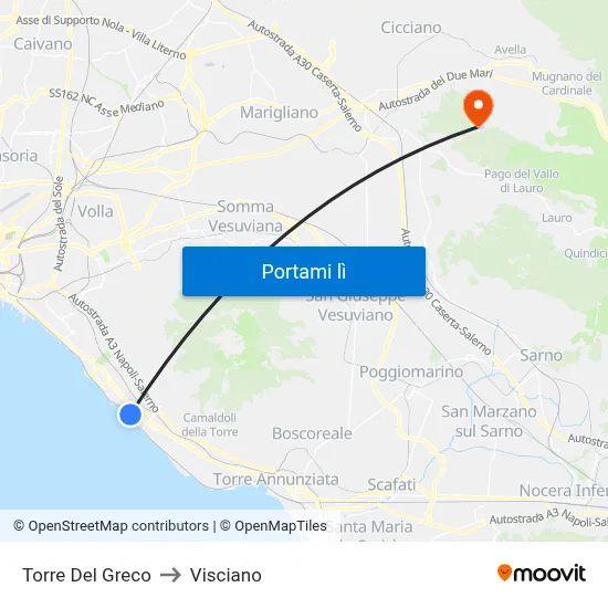 Torre Del Greco to Visciano map