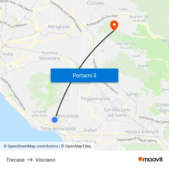 Trecase to Visciano map