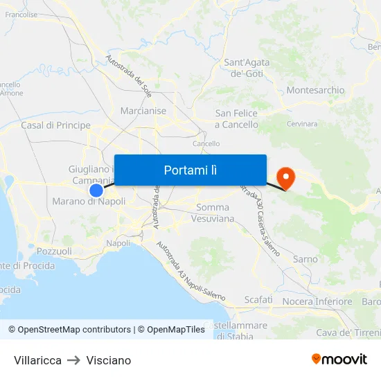 Villaricca to Visciano map