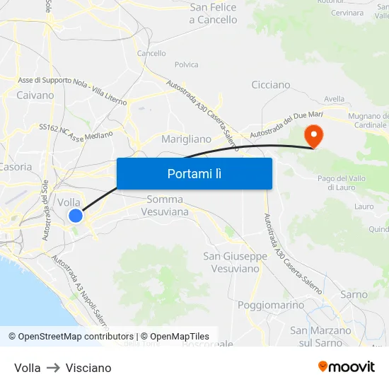 Volla to Visciano map