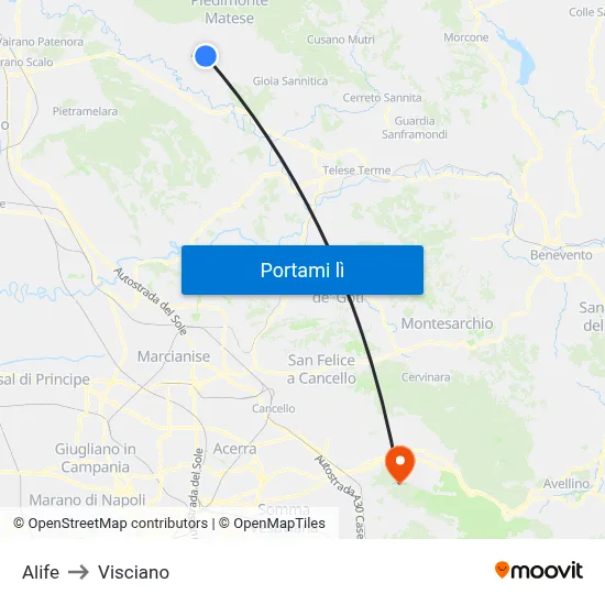 Alife to Visciano map