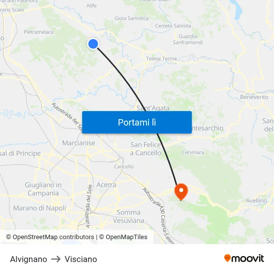 Alvignano to Visciano map