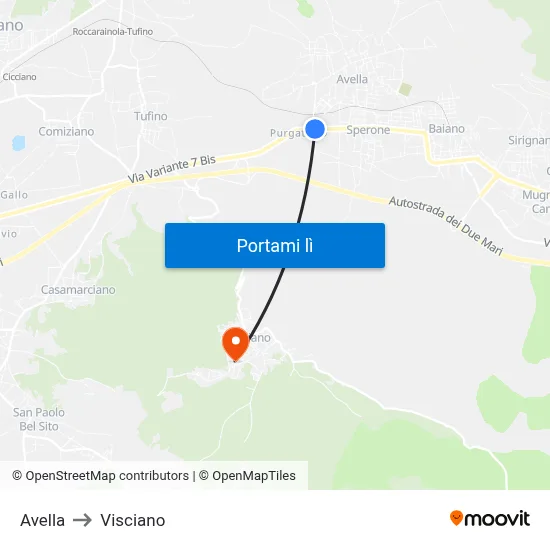 Avella to Visciano map